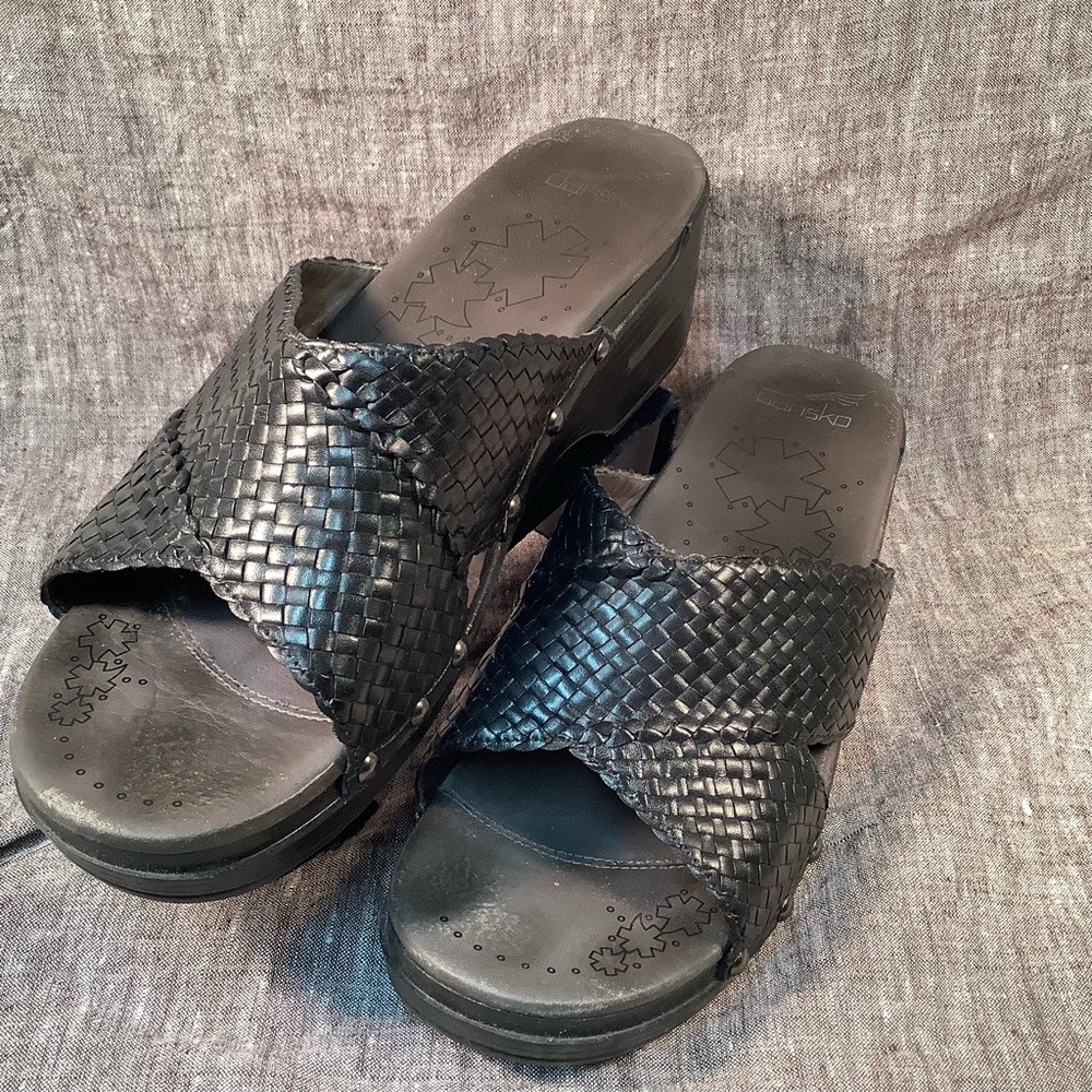 Dansko Black Woven Mules
